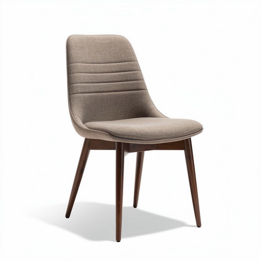 Eetstoel met stoffen bekleding en houten poten 40 x 45 x 85cm taupe