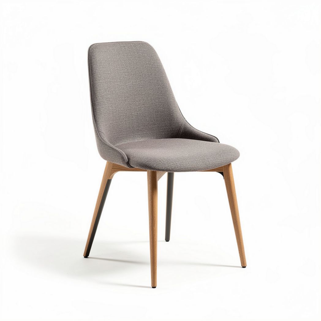 Stoel van stof met houten poten 45 x 50 x 90cm grijs