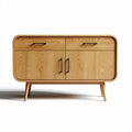 Houten kast met twee deuren en lade 120 x 40 x 75cm naturel eikenhout