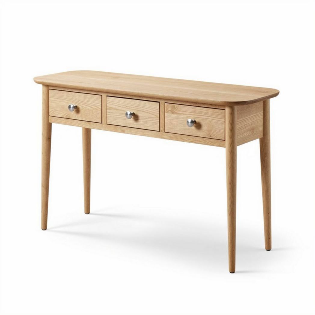 Houten console tafel met drie lades 120 x 40 x 80cm natuurlijk eiken