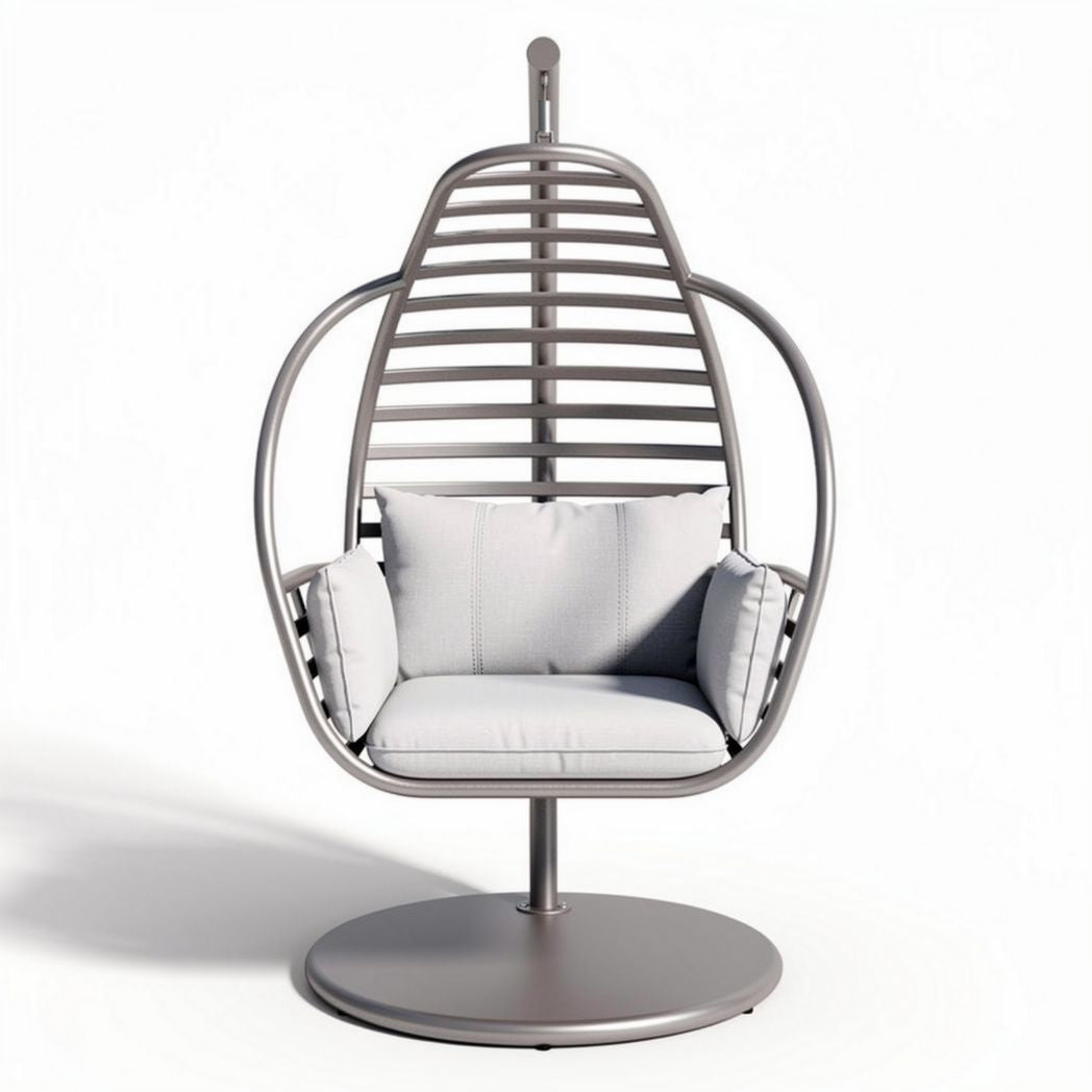 Hangstoel met metalen frame en kussen 80 x 70 x 120cm grijs