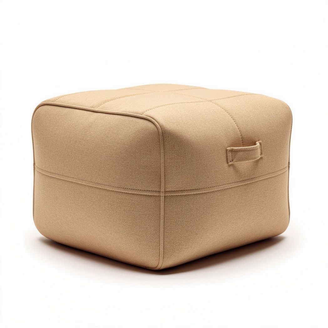 Hoes voor ottoman 40 x 40 x 30 cm in beige polyester met handvat