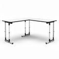 Hoekbureau met verstelbare poten van aluminium en een wit tafelblad 150 x 75 x 75cm