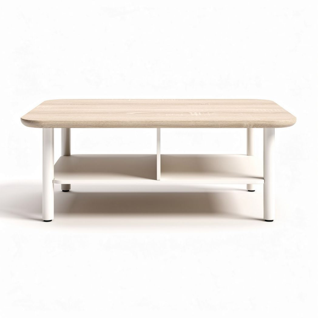 Salontafel van hout met witte metalen frames 120 x 60 x 40cm